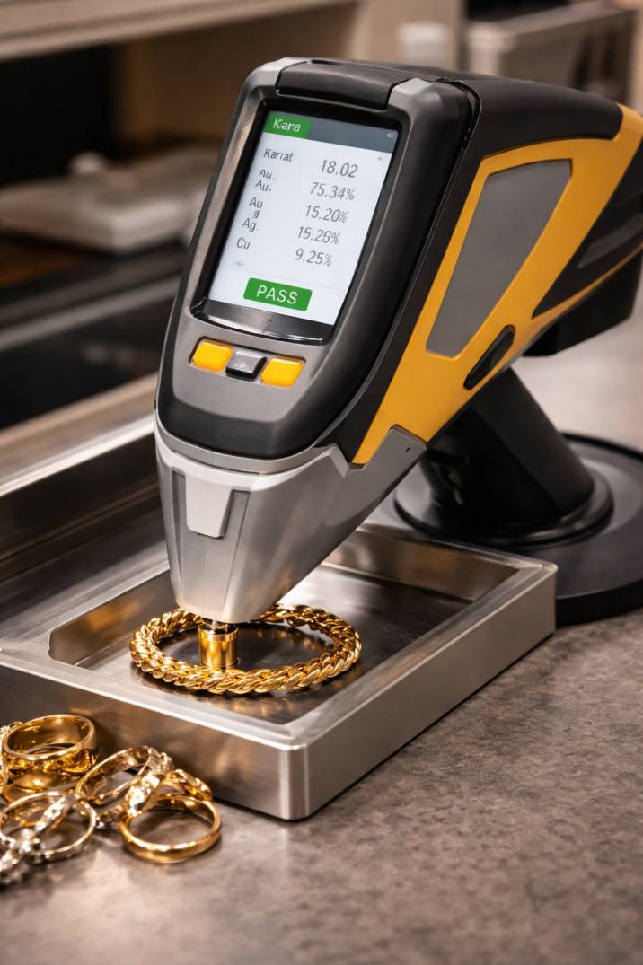 XRF machine testing gold purity